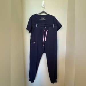 Navy Blue Women's Scrub set top M/ pants L